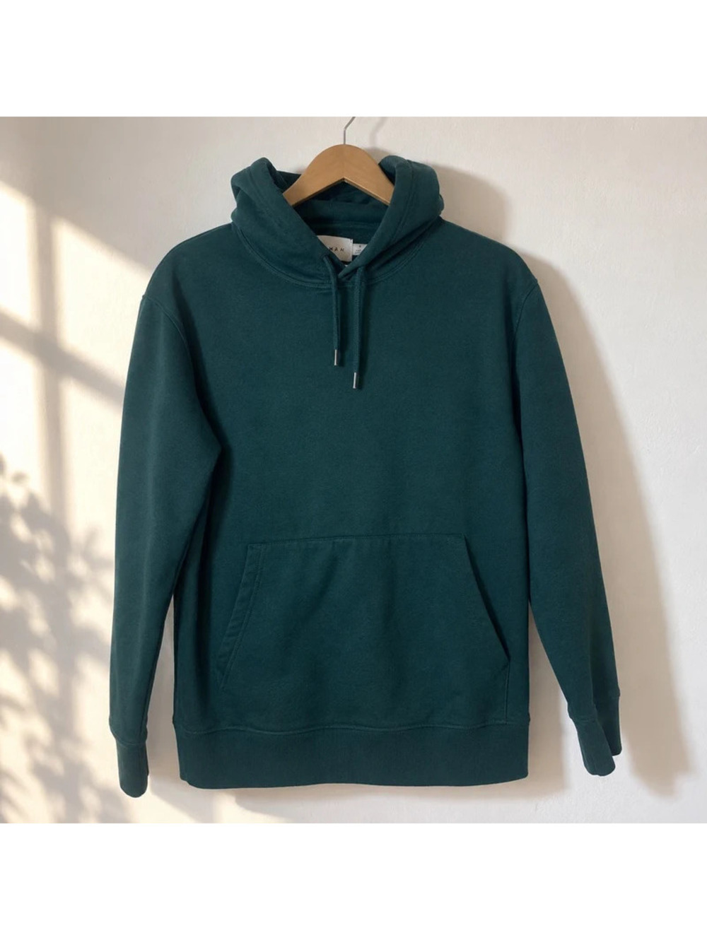 Topman Men's Green Pullover Hoodie Cotton Blend Size S Kangaroo Pocket